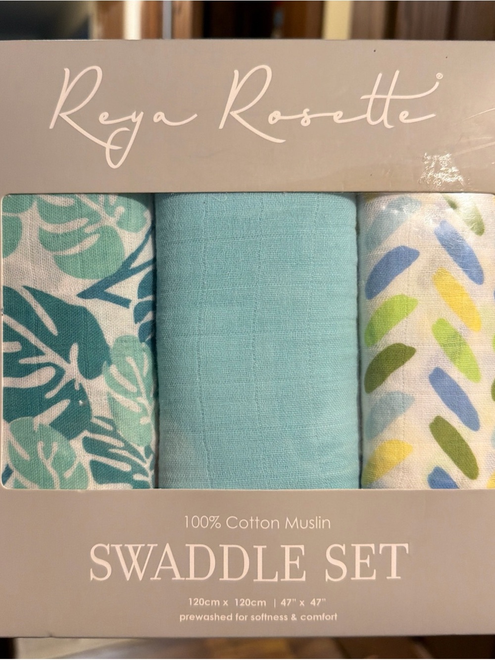 New 3-Pack Baby 100% Cotton Muslin Swaddle Blankets 47x47 Nautical Reya Rosetti